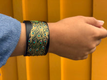 Load image into Gallery viewer, Hand-painted Peacock Leather Bracelet -SOLD