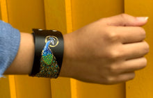 Load image into Gallery viewer, Hand-painted Peacock Leather Bracelet -SOLD