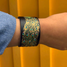Load image into Gallery viewer, Hand-painted Peacock Leather Bracelet -SOLD