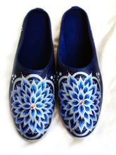 Load image into Gallery viewer, "Flower Mandala" Hand Painted Canvas Mules | Size 8