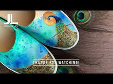 Load and play video in Gallery viewer, "Peacock Sun" Hand-painted on Canvas Mules | Size 9