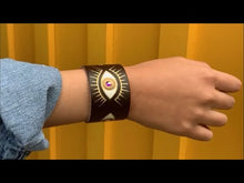 Load and play video in Gallery viewer, "Blinging Eyes" Hand-painted on Brown Leather Bracelet - SOLD