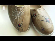 Load and play video in Gallery viewer, "Black Widow Spiders" Hand-painted on Canvas Mules | Size 6