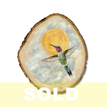 Load image into Gallery viewer, Hummingbird Soaring | Acrylic On Wood | 2024 -SOLD
