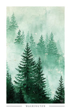 Load image into Gallery viewer, Washington State Portrait Postcard | Mini Misty Forest 1 Print
