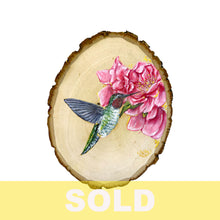 Load image into Gallery viewer, Hummingbird &amp; Cherry Blossom, Acrylic on Wood | 2023 | SOLD
