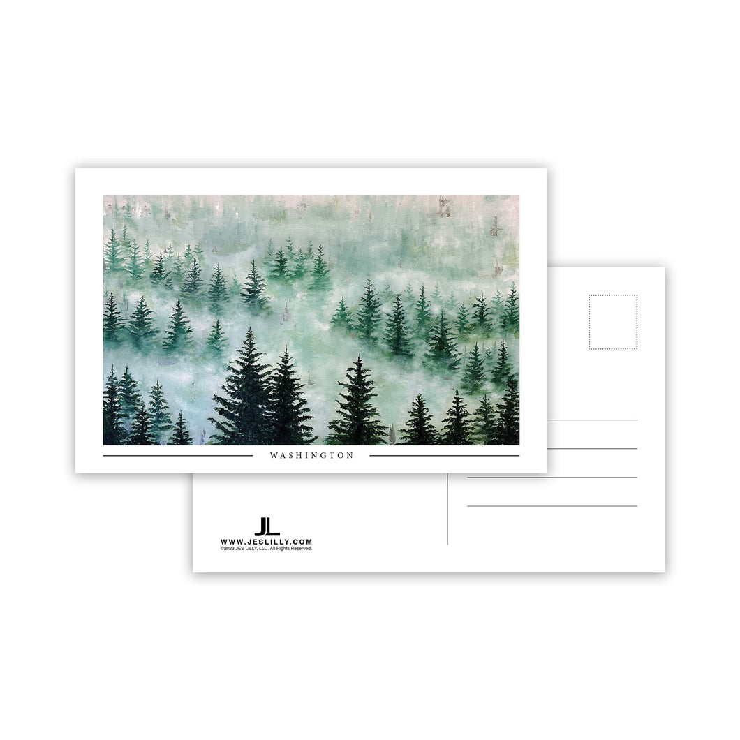 Washington State Landscape Postcard | Misty Forest 4 Print