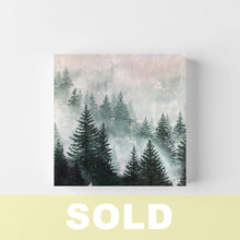 Load image into Gallery viewer, Mini Misty Forest 1 | 12&quot; x 12&quot; Oil &amp; Silver Leaf on Canvas| 2022 | Original Art | SOLD
