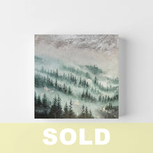 Load image into Gallery viewer, Mini Misty Forest 7 | 12&quot; x 12&quot; Oil &amp; Silver Leaf on Canvas | 2022 | Original Art SOLD
