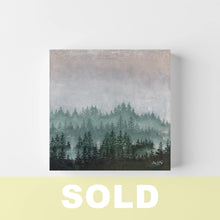 Load image into Gallery viewer, Mini Misty Forest 6 | 12" x 12" Oil &amp; Silver Leaf on Canvas | 2022 | Original Art -SOLD!
