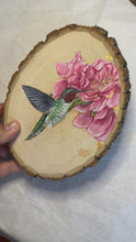 Load and play video in Gallery viewer, Hummingbird &amp; Cherry Blossom, Acrylic on Wood | 2023 | SOLD
