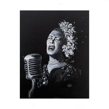 Load image into Gallery viewer, Portrait Painting of Billie Holiday | 11&quot; x 14&quot; Acrylic on Cactus Leather | 2022 | Original Art
