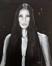 Load image into Gallery viewer, Portrait Painting of Cher | 11&#39; x 14&quot; Acrylic on Cactus Leather | Original Art
