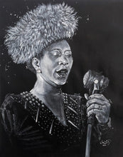 Load image into Gallery viewer, Portrait Painting of Ella Fitzgerald | 11&#39;&#39; x 14&quot; Acrylic on Cactus Leather | Original Art
