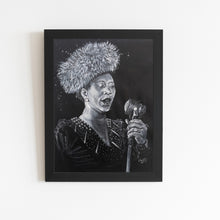 Load image into Gallery viewer, Portrait Painting of Ella Fitzgerald | 11&#39;&#39; x 14&quot; Acrylic on Cactus Leather | Original Art
