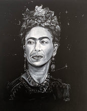 Load image into Gallery viewer, Portrait Painting of Frida Kahlo | 11&quot; x 14&quot; Acrylic on Cactus Leather | 2022 | Original Art | SOLD
