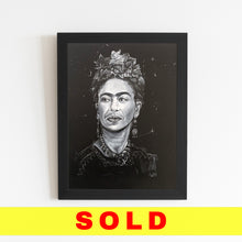 Load image into Gallery viewer, Portrait Painting of Frida Kahlo | 11&quot; x 14&quot; Acrylic on Cactus Leather | 2022 | Original Art | SOLD
