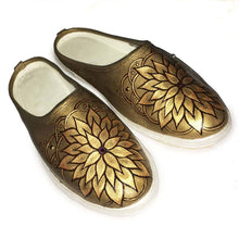 Load image into Gallery viewer, Gold Flower Mandala Hand-painted  on Canvas Mules | Size
