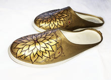 Load image into Gallery viewer, Gold Flower Mandala Hand-painted  on Canvas Mules | Size
