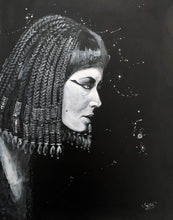 Load image into Gallery viewer, Portrait Painting of Elizabeth Taylor as Cleopatra | 11&#39; x 14&quot; Acrylic on Faux Leather | Original Art
