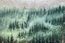 Load image into Gallery viewer, Misty Forest 3 | 24&quot; x 36&quot; | Oil &amp; Silver Leaf on Canvas | 2023 | Original Art | SOLD
