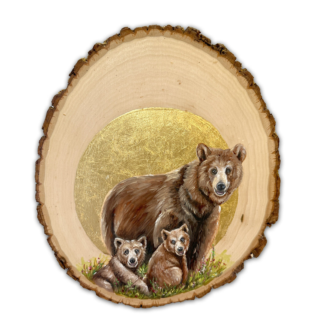 Mama Bear 2 | Oil & Gold Metal Leaf on Wood | 8