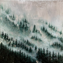 Load image into Gallery viewer, Mini Misty Forest 2 | 12&quot; x 12&quot; Oil &amp; Silver Leaf on Canvas | 2022 | Original Art | SOLD
