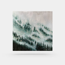 Load image into Gallery viewer, Mini Misty Forest 2 | 12&quot; x 12&quot; Oil &amp; Silver Leaf on Canvas | 2022 | Original Art | SOLD
