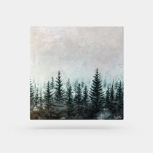 Load image into Gallery viewer, Mini Misty Forest 3 | 12&quot; x 12&quot; Oil &amp; Silver Leaf on Canvas | 2022 | Original Art
