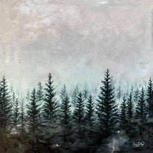 Load image into Gallery viewer, Mini Misty Forest 3 | 12&quot; x 12&quot; Oil &amp; Silver Leaf on Canvas | 2022 | Original Art
