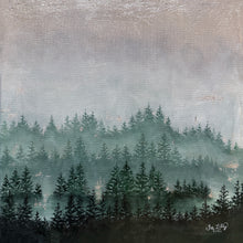 Load image into Gallery viewer, Mini Misty Forest 6 | 12&quot; x 12&quot; Oil &amp; Silver Leaf on Canvas | 2022 | Original Art
