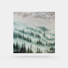 Load image into Gallery viewer, Mini Misty Forest 7 | 12&quot; x 12&quot; Oil &amp; Silver Leaf on Canvas | 2022 | Original Art SOLD
