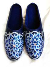 Load image into Gallery viewer, &quot;Flower Mandala&quot; Hand Painted Canvas Mules | Size 8
