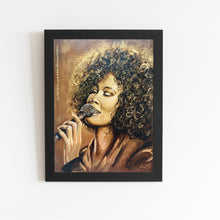 Load image into Gallery viewer, Golden Portrait Painting of Whitney Houston | 11&quot; x 14&quot; Acrylic on Canvas Panel | 2022 | Original Art
