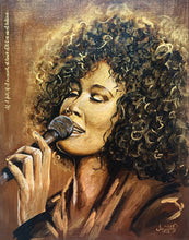 Load image into Gallery viewer, Golden Portrait Painting of Whitney Houston | 11&quot; x 14&quot; Acrylic on Canvas Panel | 2022 | Original Art
