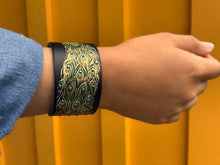 Load and play video in Gallery viewer, Hand-painted Peacock Leather Bracelet
