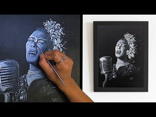 Load and play video in Gallery viewer, Portrait Painting of Billie Holiday | 11&quot; x 14&quot; Acrylic on Cactus Leather | 2022 | Original Art
