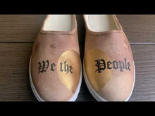 Load and play video in Gallery viewer, &quot;We the People&quot; Hand-painted Mules | Size 6
