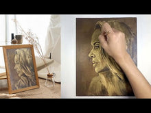 Load and play video in Gallery viewer, Golden Portrait Painting of Adele | 11&quot; x 14&quot; Acrylic Portrait Painting | 2021 | Original Art
